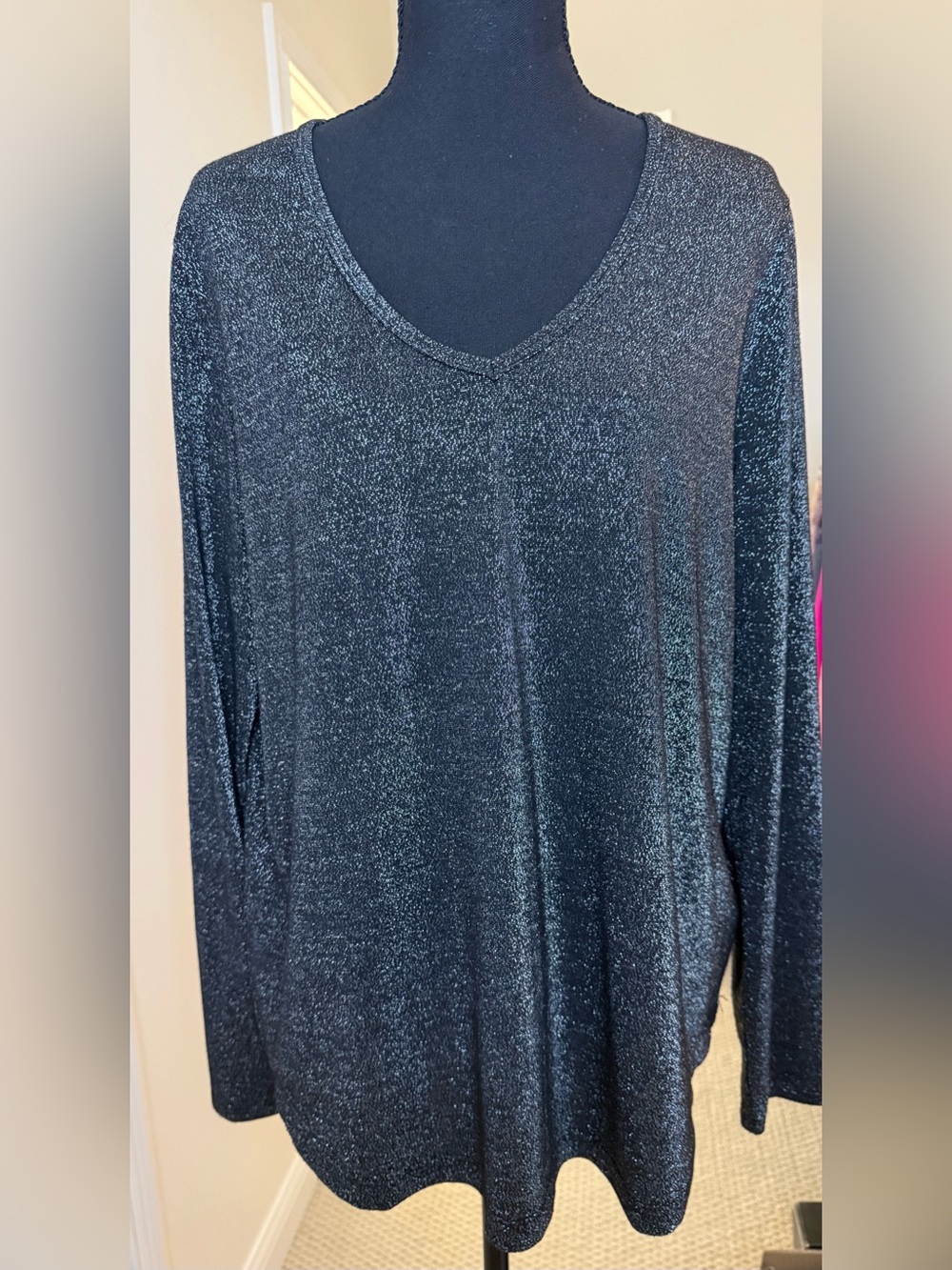 Liverpool Metallic Black V-Neck Long Sleeve Top